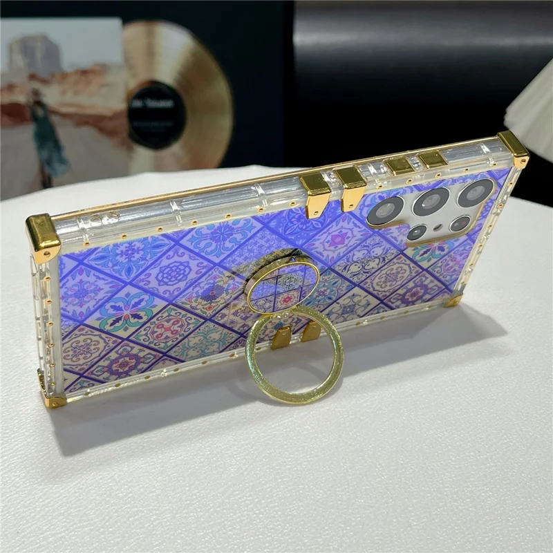 For Samsung Galaxy S25 Ultra Case Ethnic Style Pattern Electroplating TPU + PC Phone Cover with Kickstand - 4#