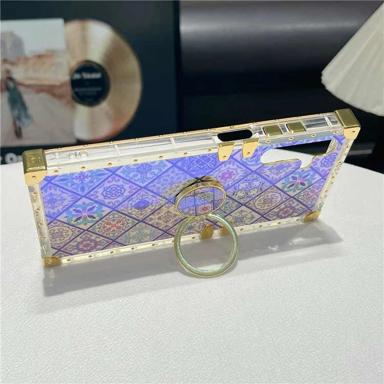 For Samsung Galaxy S25 Case Ethnic Style Pattern Electroplating TPU + PC Phone Cover with Kickstand - 4#