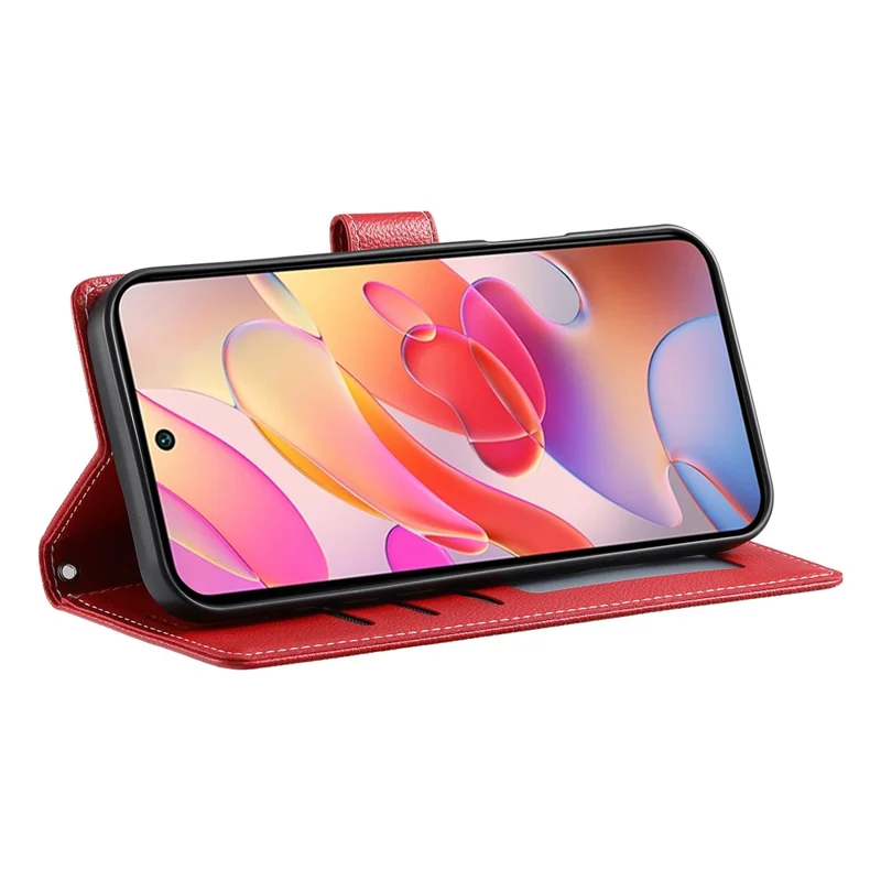 For Samsung Galaxy A56 5G Stand Case Litchi Texture Leather Wallet Phone Cover Magnetic Snap - Red