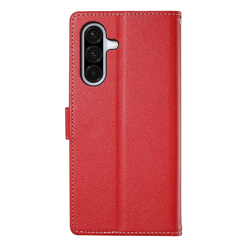 For Samsung Galaxy A56 5G Stand Case Litchi Texture Leather Wallet Phone Cover Magnetic Snap - Red