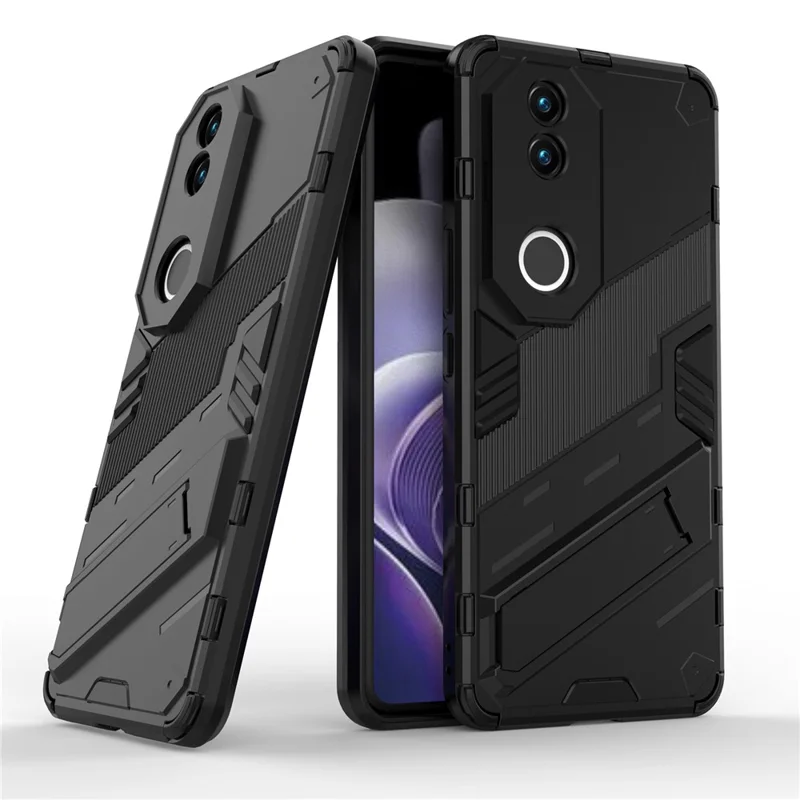 Étui pour vivo V50 5G PC + TPU Antichoc avec Support - Noir