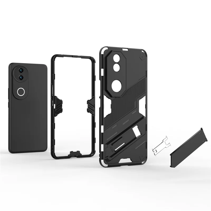 Étui pour vivo V50 5G PC + TPU Antichoc avec Support - Noir