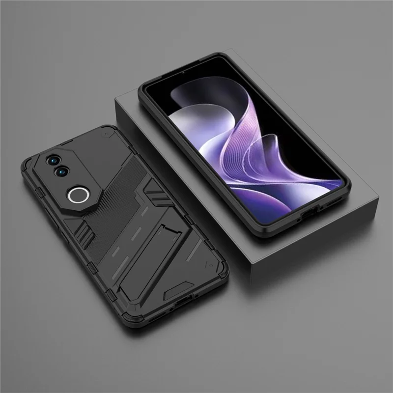 Étui pour vivo V50 5G PC + TPU Antichoc avec Support - Noir