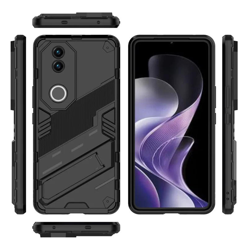 Étui pour vivo V50 5G PC + TPU Antichoc avec Support - Noir