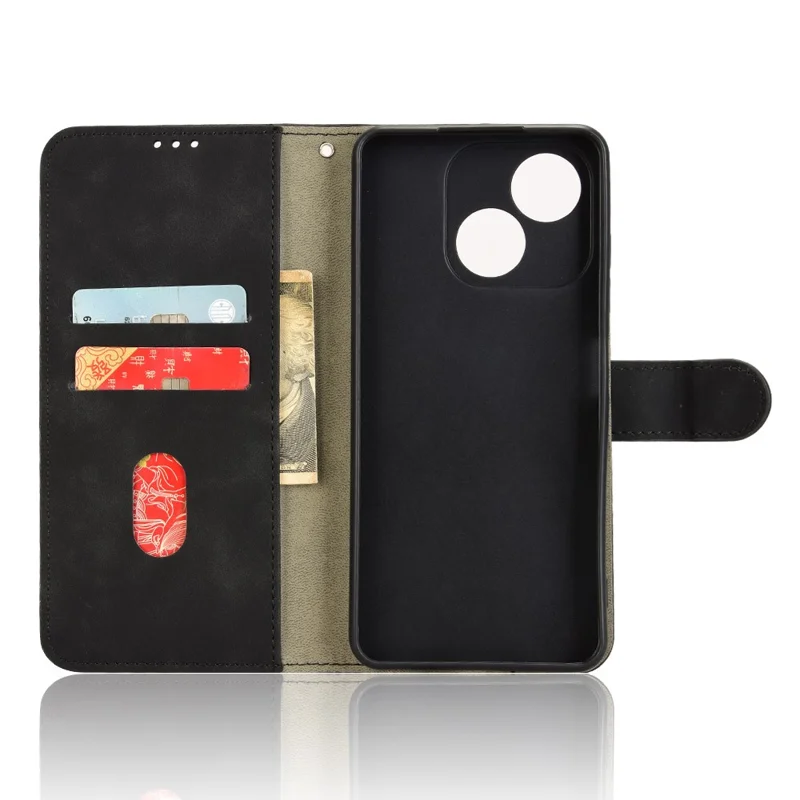 Per ZTE Blade A35e Cover in Pelle Effetto Morbido Antiurto Portafoglio Flip - Nero
