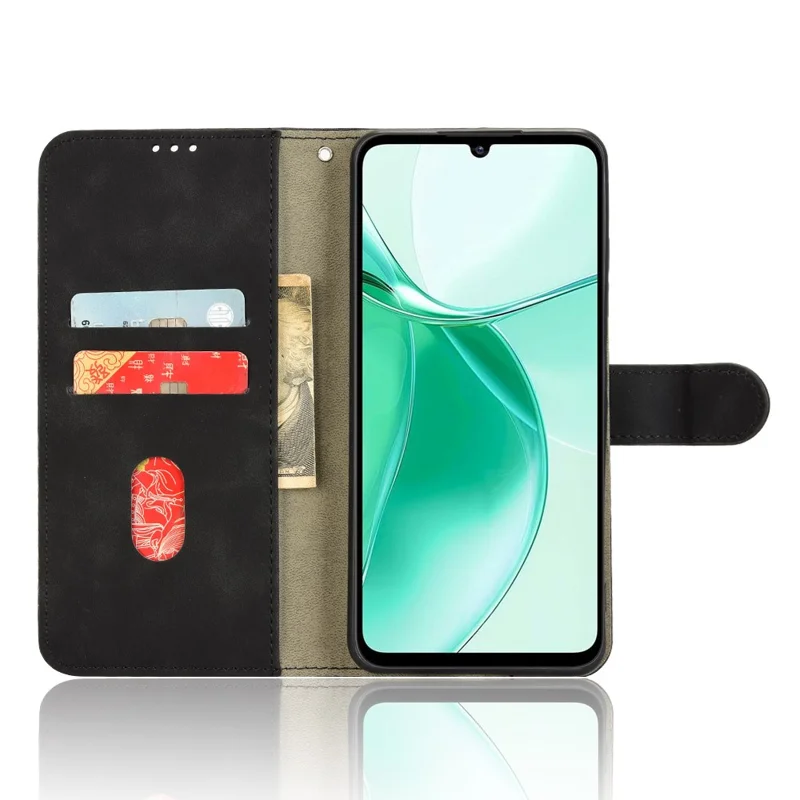 Per ZTE Blade A35e Cover in Pelle Effetto Morbido Antiurto Portafoglio Flip - Nero