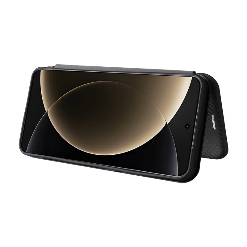 Voor Xiaomi 15 Ultra hoesje met koolstofvezelstructuur valbestendig PU lederen telefoonhoesje - Zwart