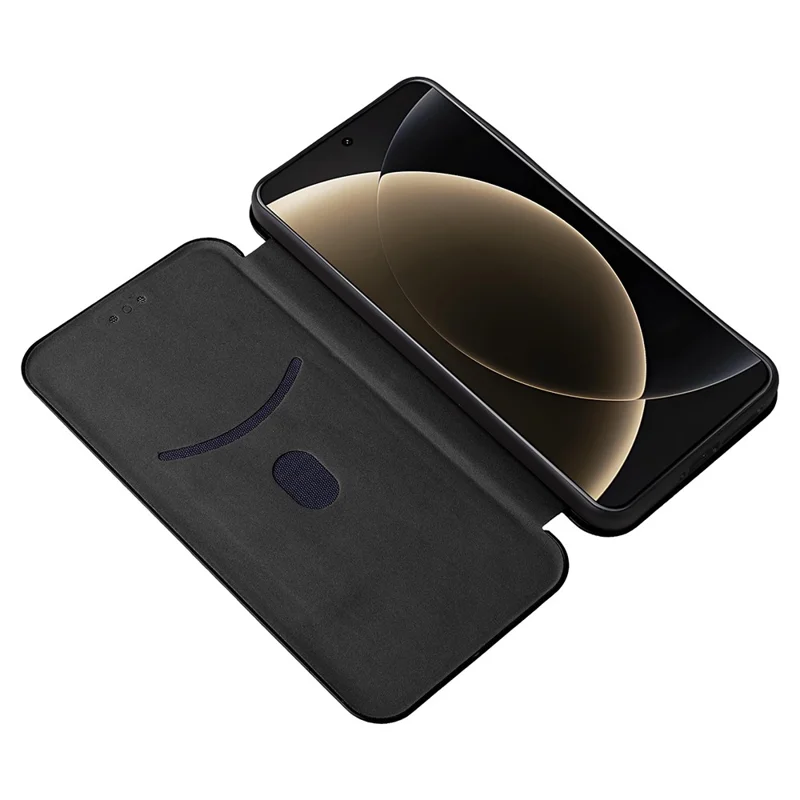 Voor Xiaomi 15 Ultra hoesje met koolstofvezelstructuur valbestendig PU lederen telefoonhoesje - Zwart