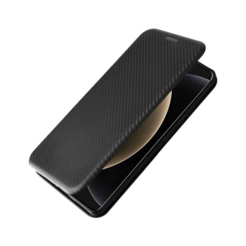 Voor Xiaomi 15 Ultra hoesje met koolstofvezelstructuur valbestendig PU lederen telefoonhoesje - Zwart