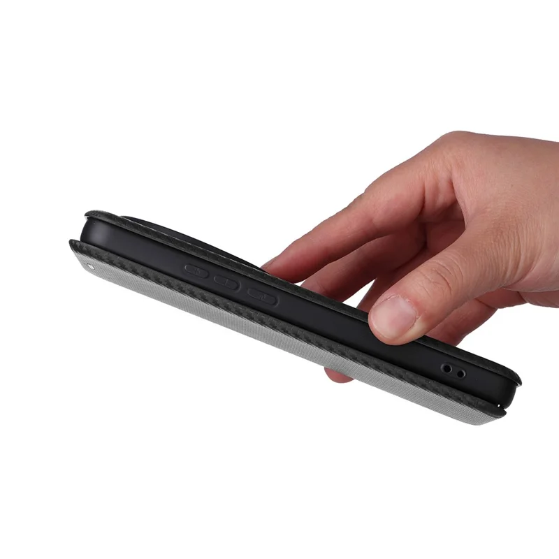 Voor Xiaomi 15 Ultra hoesje met koolstofvezelstructuur valbestendig PU lederen telefoonhoesje - Zwart