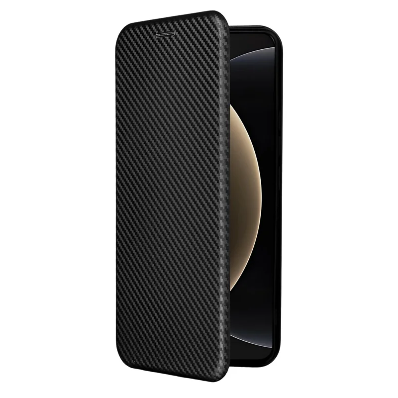 Voor Xiaomi 15 Ultra hoesje met koolstofvezelstructuur valbestendig PU lederen telefoonhoesje - Zwart