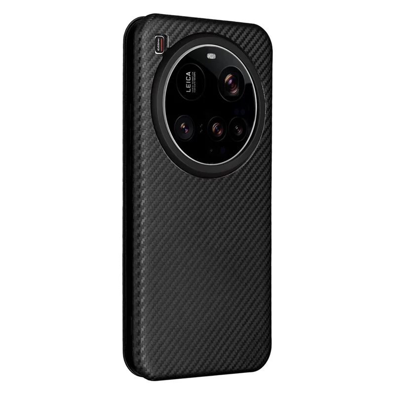Voor Xiaomi 15 Ultra hoesje met koolstofvezelstructuur valbestendig PU lederen telefoonhoesje - Zwart
