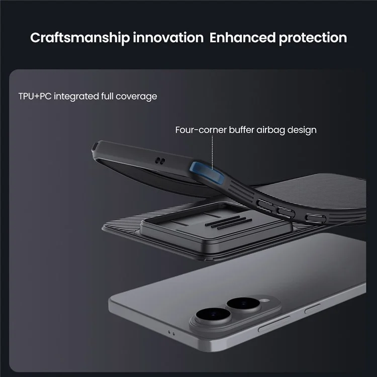 NILLKIN Camshield Pro Series for Samsung Galaxy S25 Edge Case PC + TPU Slide Camera Lid Phone Cover - Black