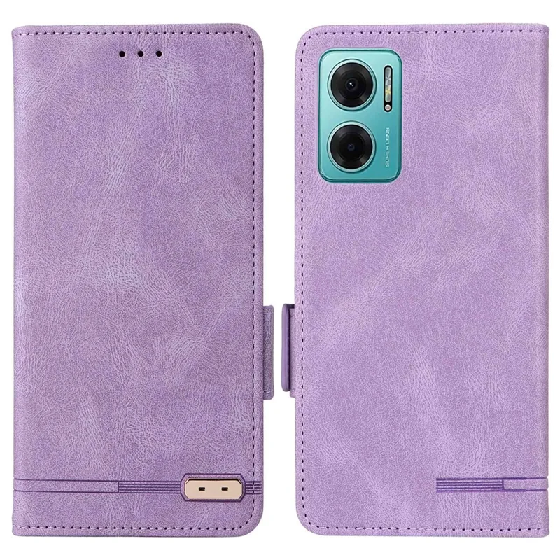 For Xiaomi Redmi 10 5G / Redmi 10 Prime+ 5G / Redmi Note 11E 5G Hardware Decor Leather Phone Case Dual Magnetic Clasp Protective Stand Flip Wallet Cover - Purple