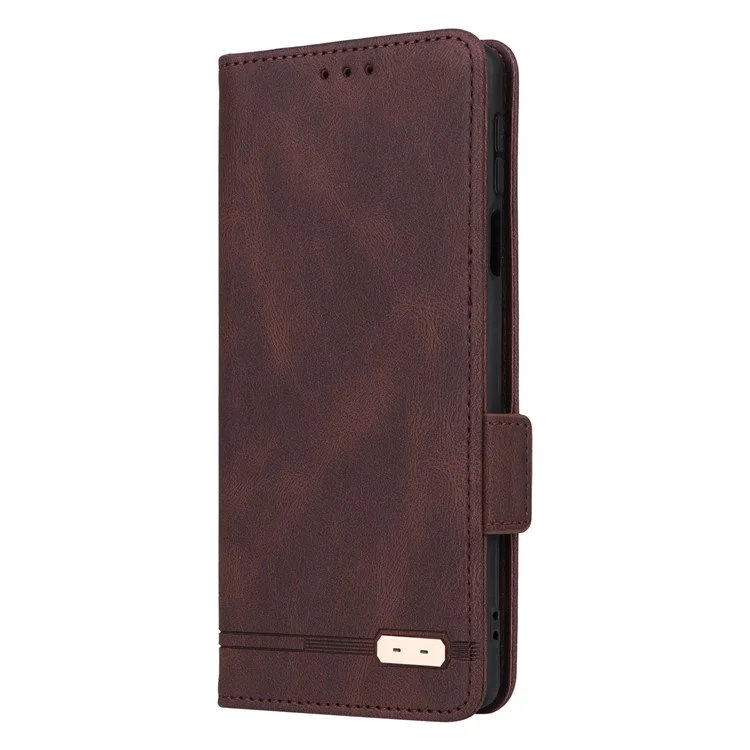Für Motorola Edge X30 / Kante 30 Pro (Motorola Edge+(2022)) Hardware Decor Wallet Phone Hülle PU Lederständer Dual Magnetic Clasp Protective Flip Cover - Kaffee