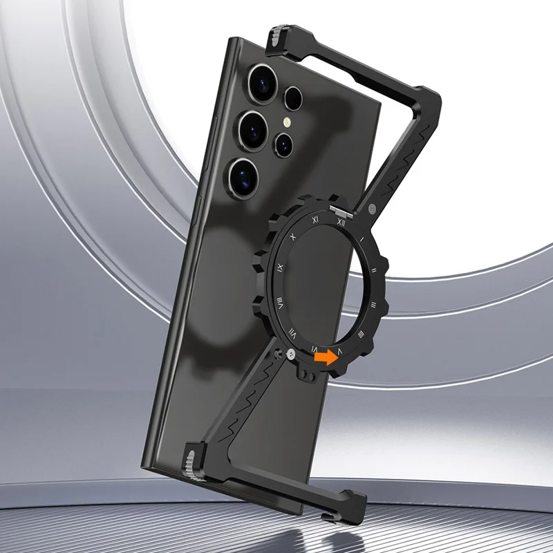 Voor Samsung Galaxy S25 Ultra Standhoes Compatibel met MagSafe Z-vorm Bumper Telefoonhoes - Zwart