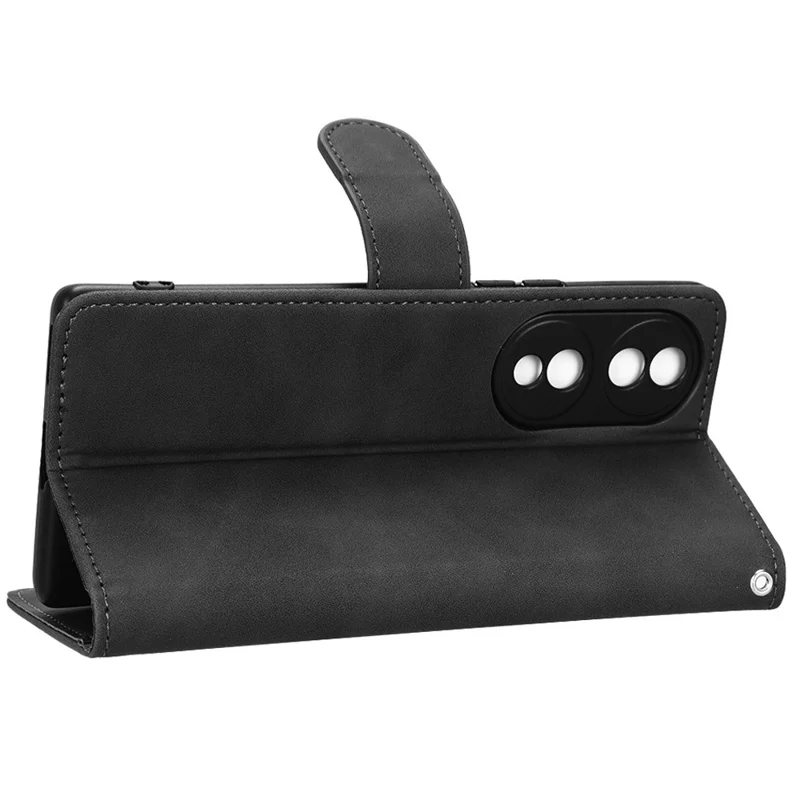 For Honor 70 5G Full Protection PU Leather Phone Case Skin-Touch Feeling Wallet Stand Phone Cover - Black