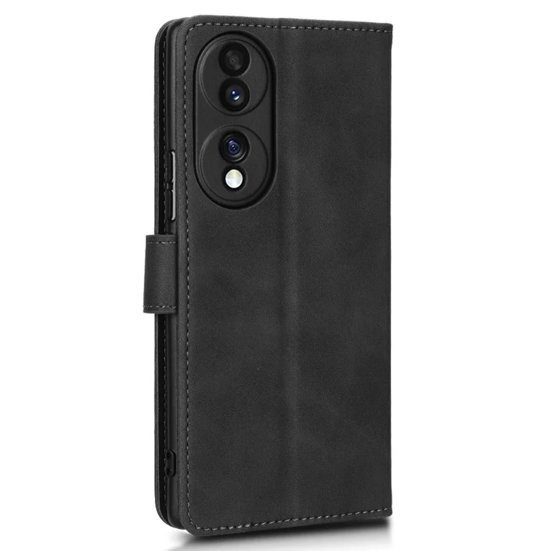 For Honor 70 5G Full Protection PU Leather Phone Case Skin-Touch Feeling Wallet Stand Phone Cover - Black