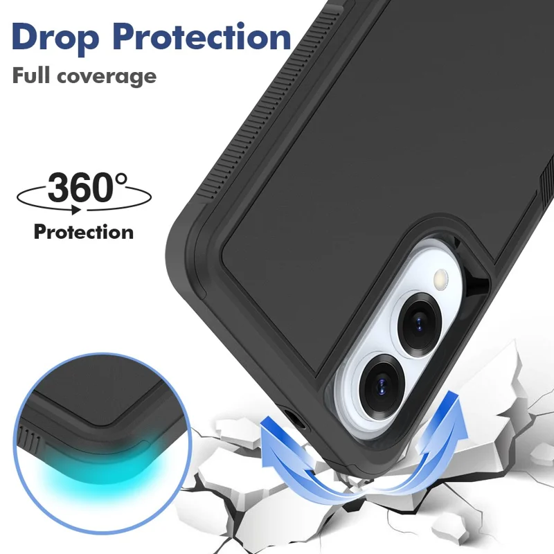 For Samsung Galaxy S25 Edge Case 2 in 1 PC + TPU Shockproof Phone Cover - Black