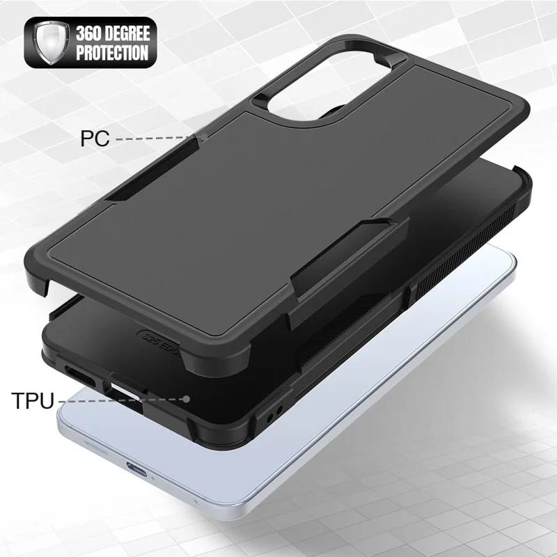 For Samsung Galaxy S25 Edge Case 2 in 1 PC + TPU Shockproof Phone Cover - Black