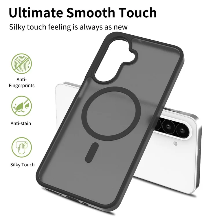 Cover per Samsung Galaxy A26 5G Compatibile con MagSafe, Cornice in TPU, Retro in Acrilico, Protezione Touchscreen - Nero