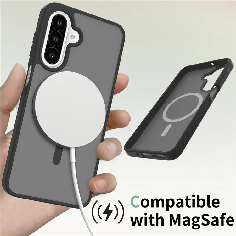 Cover per Samsung Galaxy A26 5G Compatibile con MagSafe, Cornice in TPU, Retro in Acrilico, Protezione Touchscreen - Nero