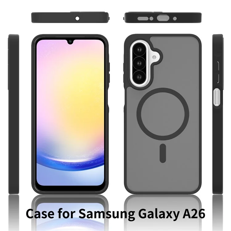 Cover per Samsung Galaxy A26 5G Compatibile con MagSafe, Cornice in TPU, Retro in Acrilico, Protezione Touchscreen - Nero