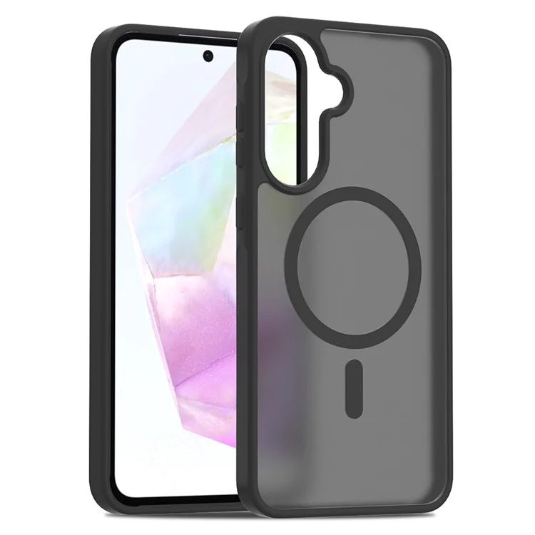 For Samsung Galaxy A36 5G / A56 5G Case Compatible with MagSafe TPU Frame Acrylic Back Phone Cover Skin Touch - Black