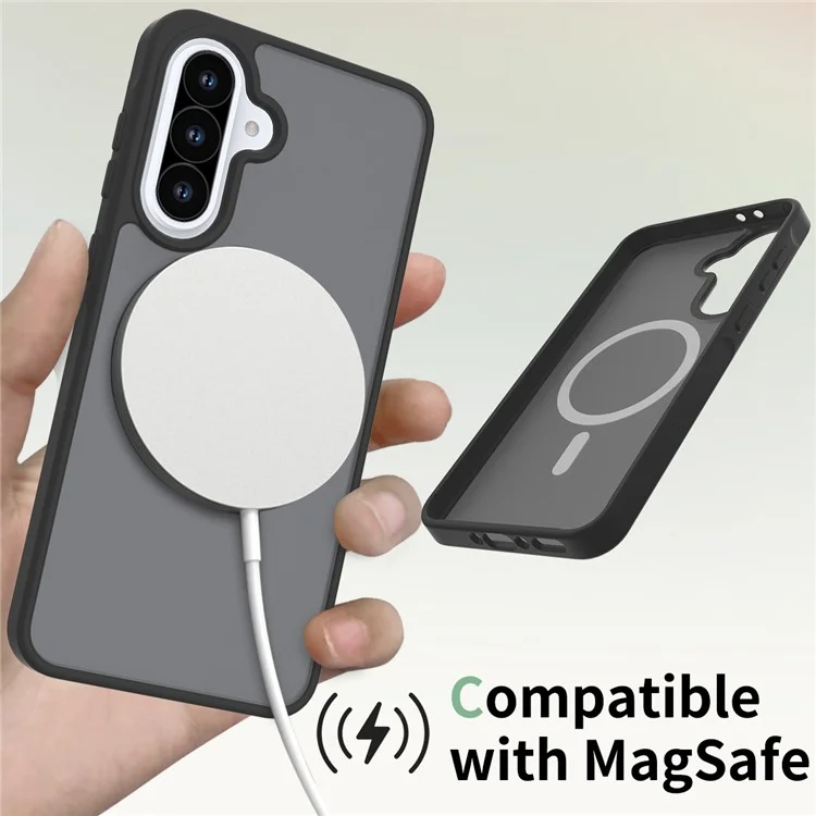 For Samsung Galaxy A36 5G / A56 5G Case Compatible with MagSafe TPU Frame Acrylic Back Phone Cover Skin Touch - Black