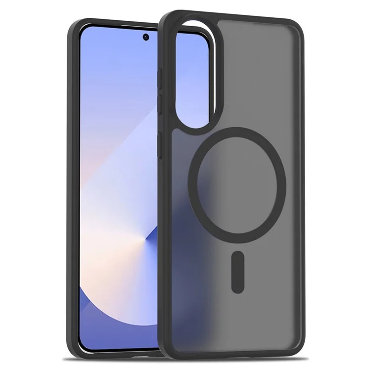 For Samsung Galaxy S25 Edge Case Compatible with MagSafe TPU Frame Acrylic Back Phone Cover Skin Touch - Black