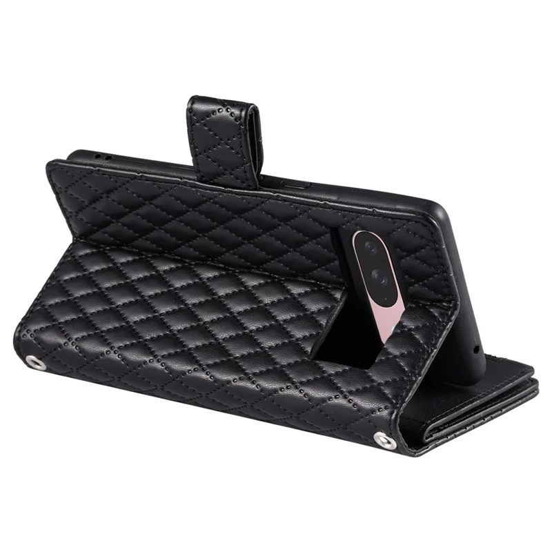 Style 012 for Google Pixel 10 Pro / 10 / 9 Pro / 9 Case Zipper Pocket Glitter Leather Phone Cover - Black