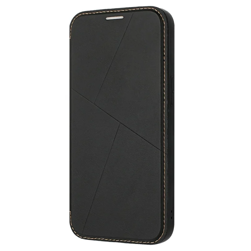 For iPhone 16e Case Magnetic Closure Card Slot Leather Flip Phone Cover - Black