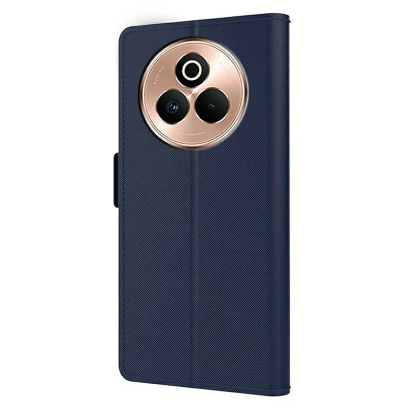 For Realme P3 Pro 5G Case Stand PU Leather Phone Cover Card Holder Mirror - Blå