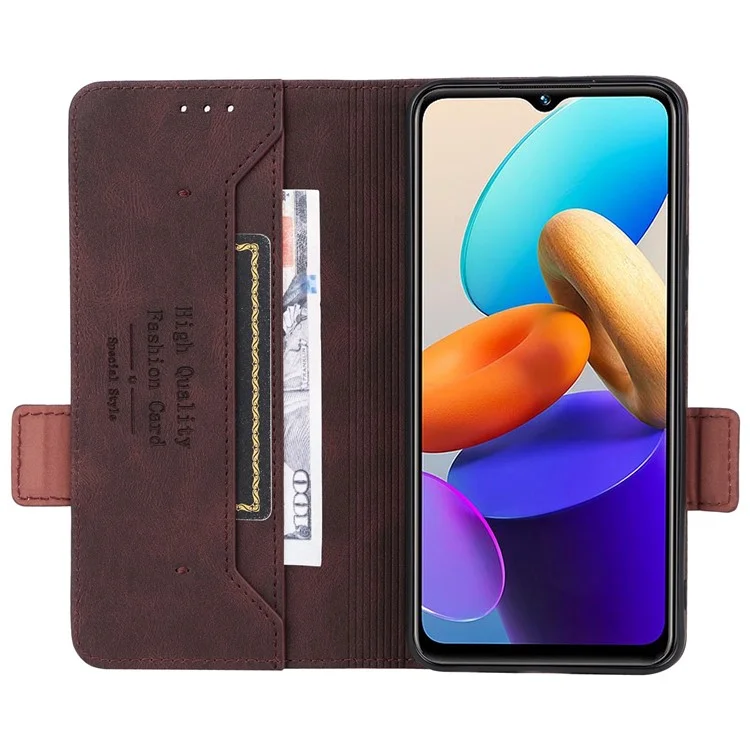 Para Vivo Y22s 4G / Y35 4G (2022) pu da Carteira de Couro Stand Com Decoração de Hardware Caixa de Telefone Flip Flip Flip - Café