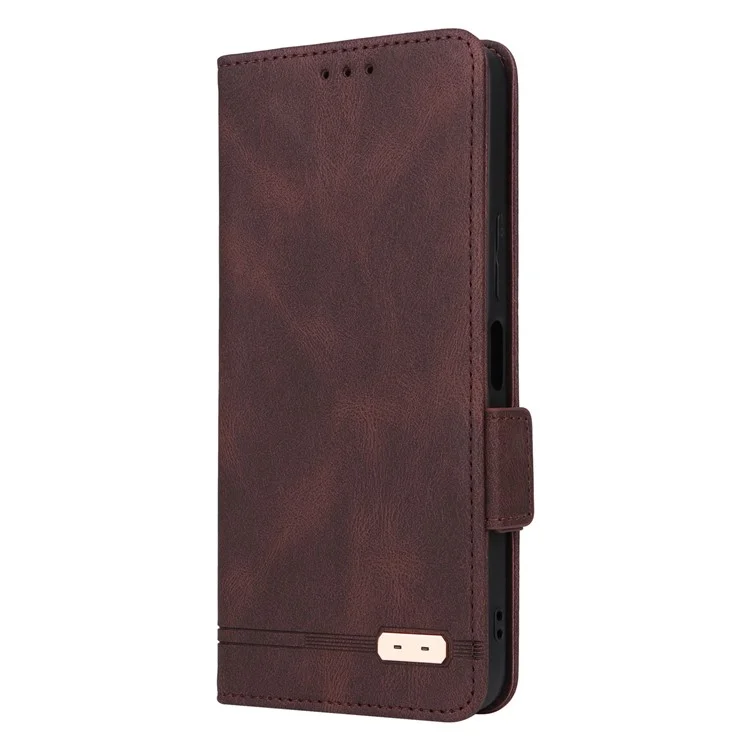 Para Vivo Y22s 4G / Y35 4G (2022) pu da Carteira de Couro Stand Com Decoração de Hardware Caixa de Telefone Flip Flip Flip - Café