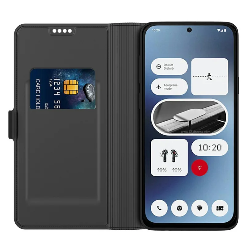 For Nothing Phone (3a) Case Shockproof TPU Inner Shell Leather Phone Cover Card Slot - Black