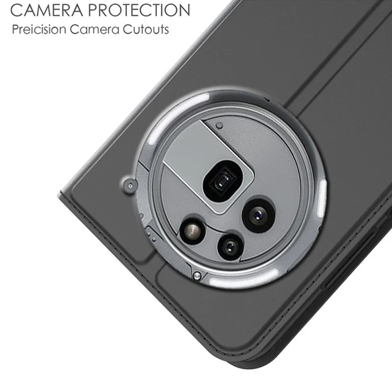 For Nothing Phone (3a) Pro Case PU Leather Phone Cover with Card Holder Stand - Black