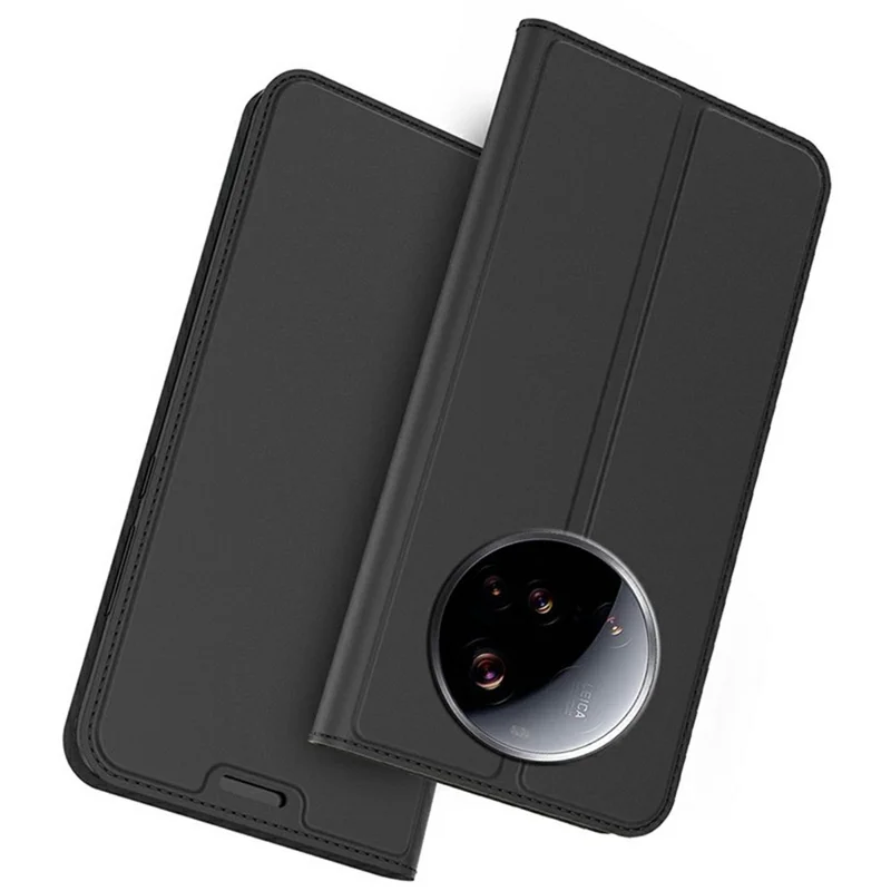 For Xiaomi 15 Ultra Case PU Leather Phone Cover with Card Holder Stand - Black