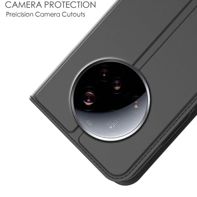 For Xiaomi 15 Ultra Case PU Leather Phone Cover with Card Holder Stand - Black