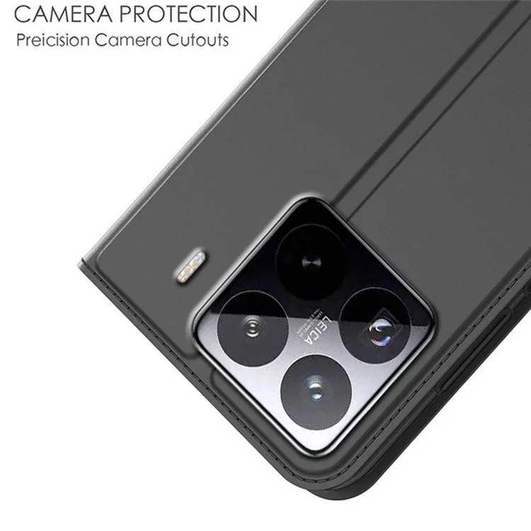 Capa para Xiaomi 15 Pro em Couro Sintético com Suporte para Cartão - Preto
