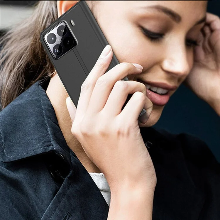Capa para Xiaomi 15 Pro em Couro Sintético com Suporte para Cartão - Preto