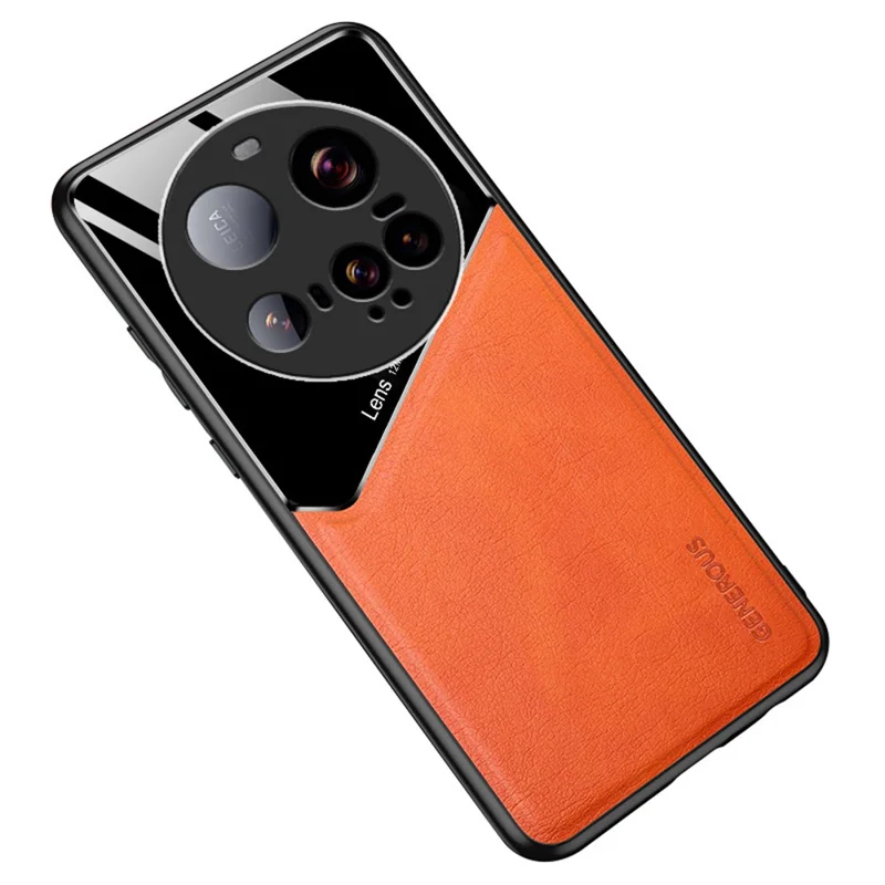 Voor Xiaomi 15 Ultra hoesje Leerlaag PC + TPU telefoon achterkant - Oranje