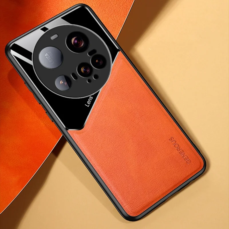 Voor Xiaomi 15 Ultra hoesje Leerlaag PC + TPU telefoon achterkant - Oranje