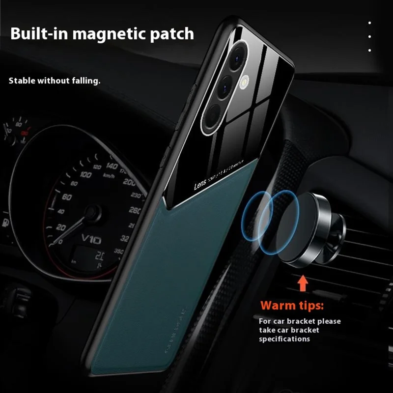 For Samsung Galaxy A26 5G Case Leather Coated PC + TPU Phone Back Cover - Orange