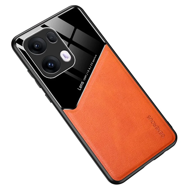 For Oppo Reno13 Pro 5G Case Leather Coated PC + TPU Phone Back Cover - Orange