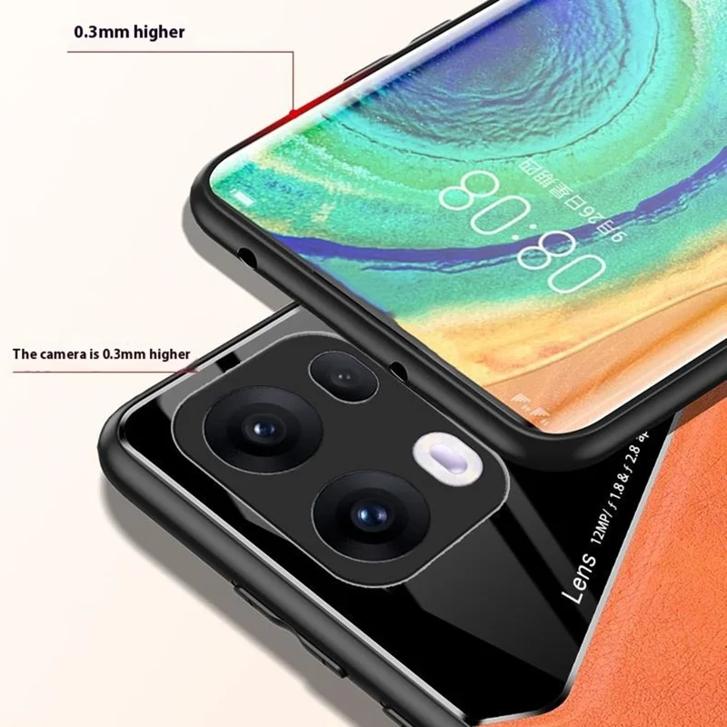 For Oppo Reno13 Pro 5G Case Leather Coated PC + TPU Phone Back Cover - Blue