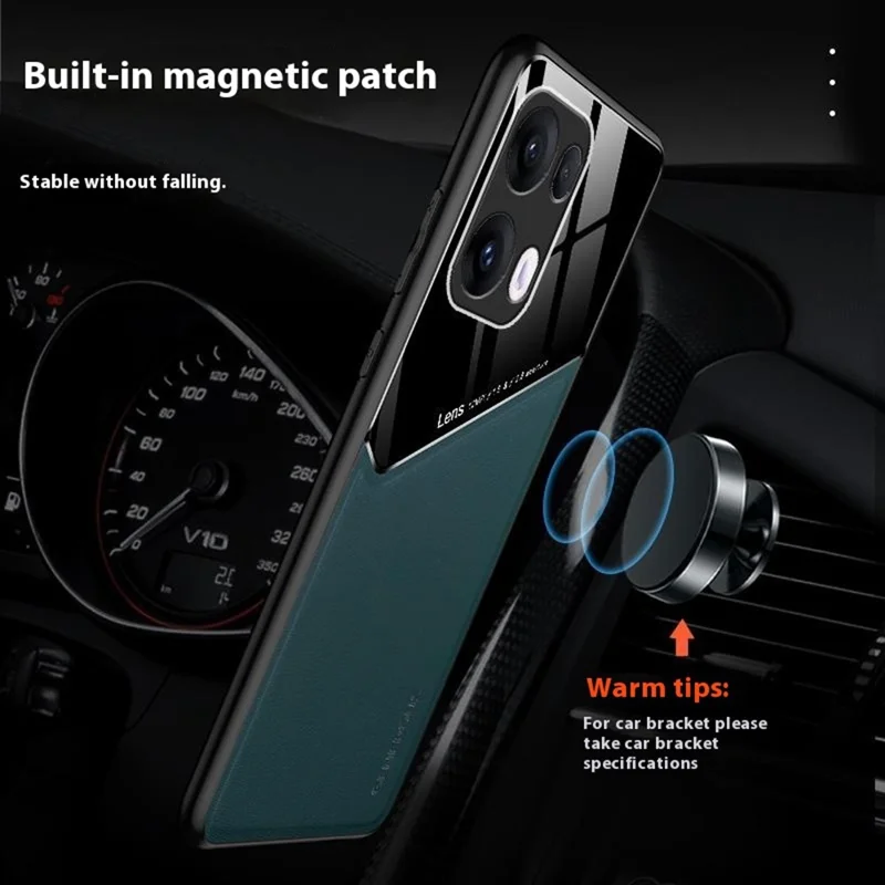 For Oppo Reno13 Pro 5G Case Leather Coated PC + TPU Phone Back Cover - Blue