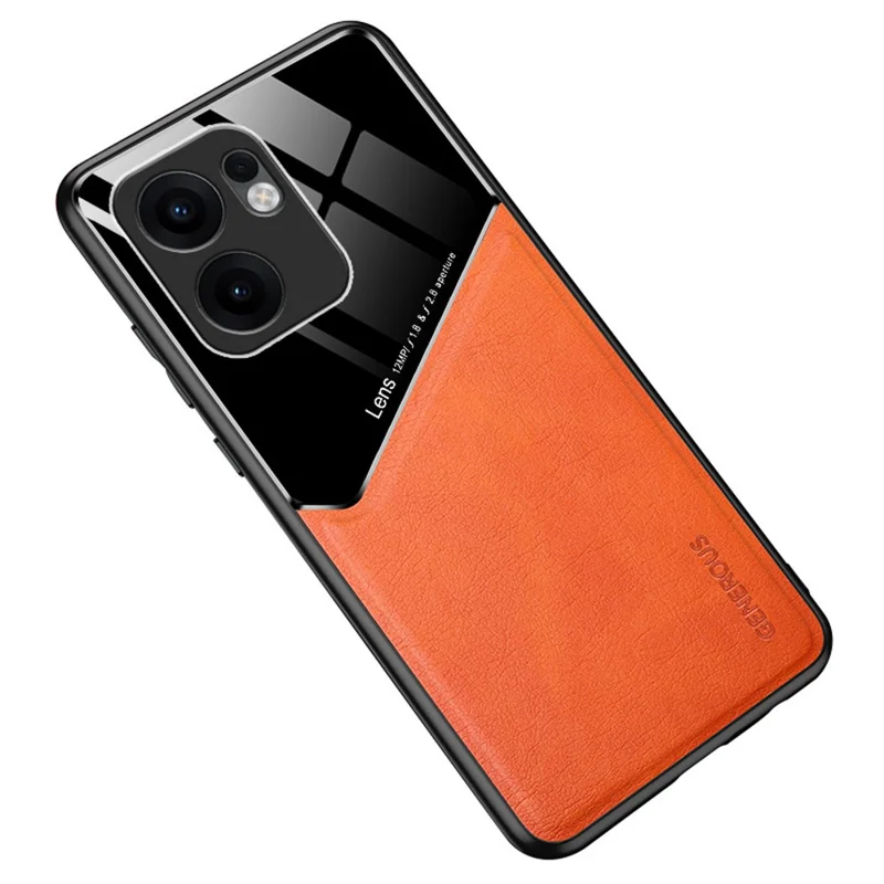 Чехол для Oppo Reno13 F 5G из кожи с покрытием PC + TPU для задней панели телефона - Оранжевый