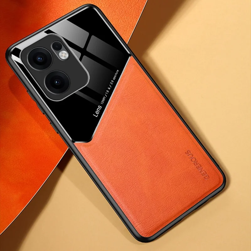 Чехол для Oppo Reno13 F 5G из кожи с покрытием PC + TPU для задней панели телефона - Оранжевый