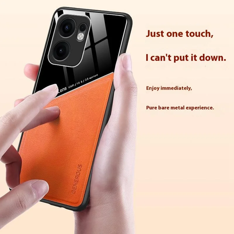 Чехол для Oppo Reno13 F 5G из кожи с покрытием PC + TPU для задней панели телефона - Оранжевый